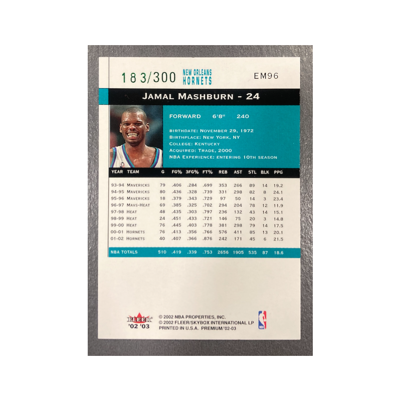 JAMAL MASHBURN 2002-03 FLEER PREMIUM EMERALD EM96 183/300