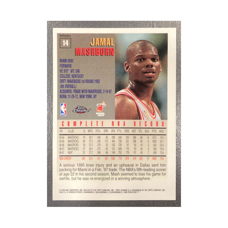 JAMAL MASHBURN 1997-98 TOPPS CHROME REFRACTOR 14