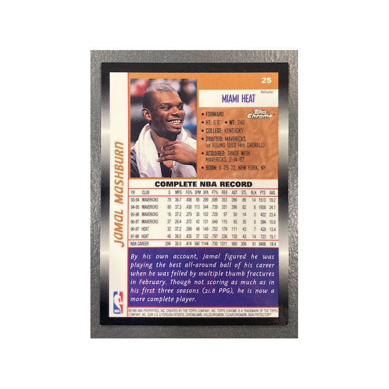 JAMAL MASHBURN 1998-99 TOPPS CHROME REFRACTOR 25