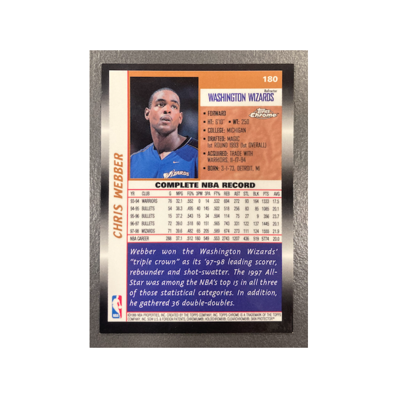 CHRIS WEBBER 1998-99 TOPPS CHROME REFRACTOR 180