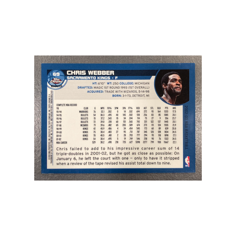 CHRIS WEBBER 2002-03 TOPPS CHROME REFRACTOR 69