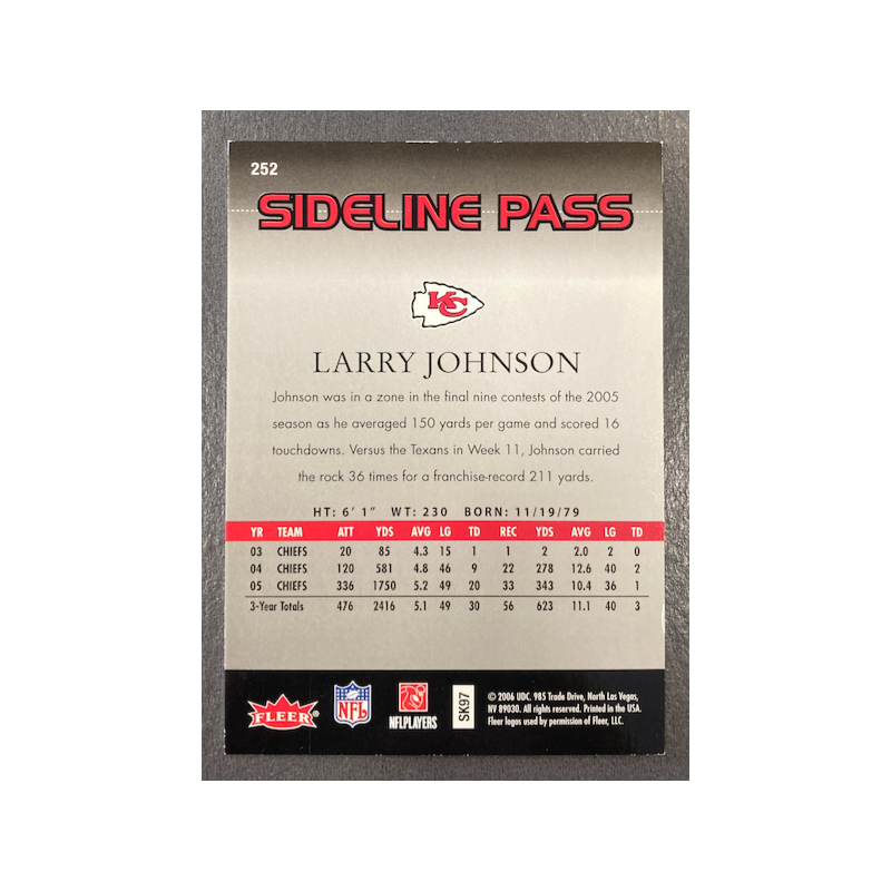 LARRY JOHNSON 2006 FLAIR SHOWCASE 918/999 - EXMT CONDITION