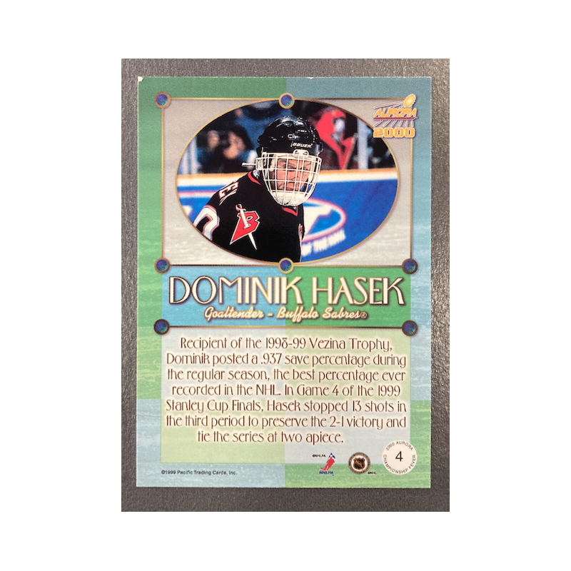 DOMINIK HASEK 1999-00 AURORA CHAMPIONSHIP FEVER SILVER /250 - EXMT CONDITION