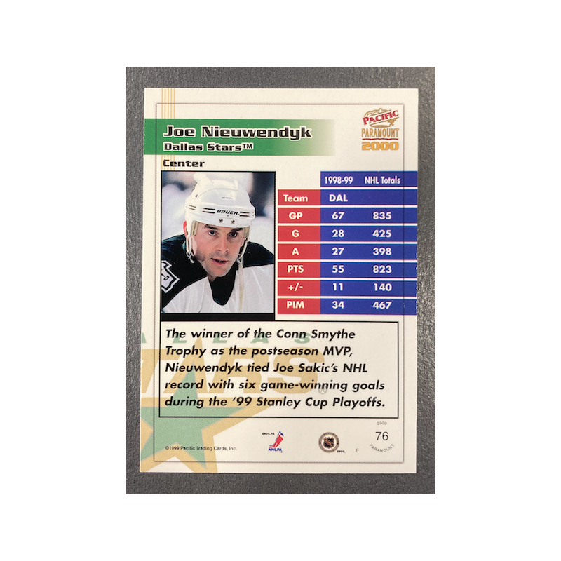 JOE NIEUWENDYK 1999-00 PACIFIC PARAMOUT HOLOGRAPHIC EMERALD 36/99