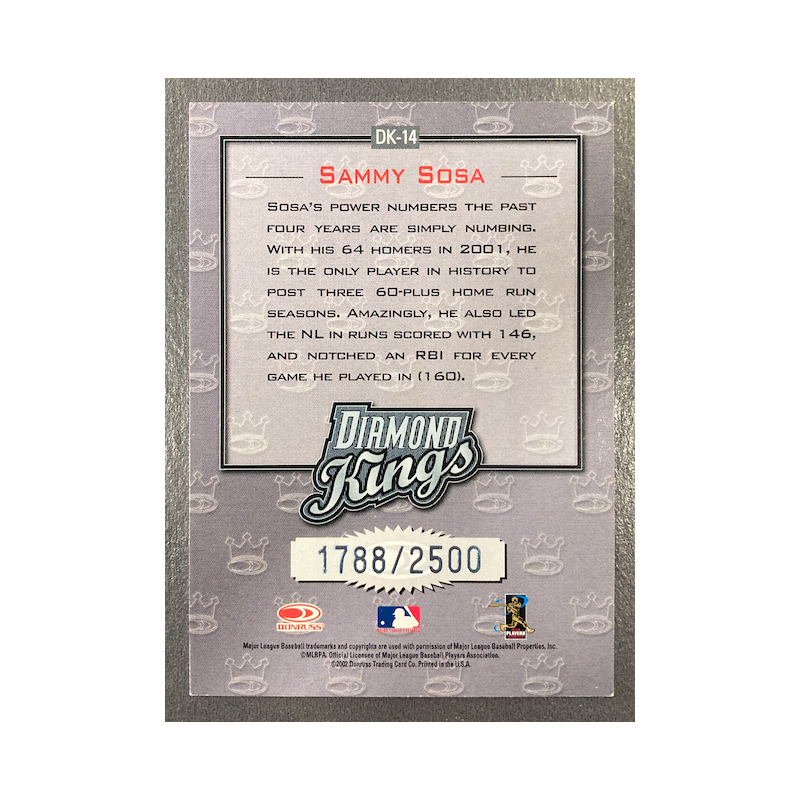 SAMMY SOSA 2002 DONRUSS DIAMOND KINGS INSERTS 1788/2500