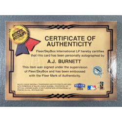 AJ BURNETT 1999 FLEER...