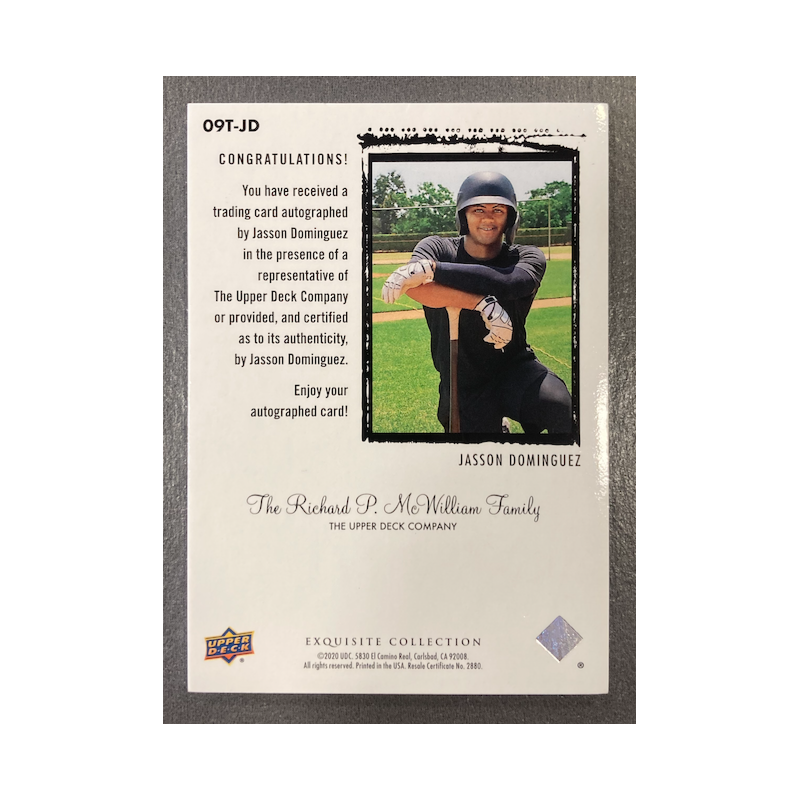 JASSON DOMINGUEZ 2020 EXQUISITE ROOKIE AUTOGRAPH /99