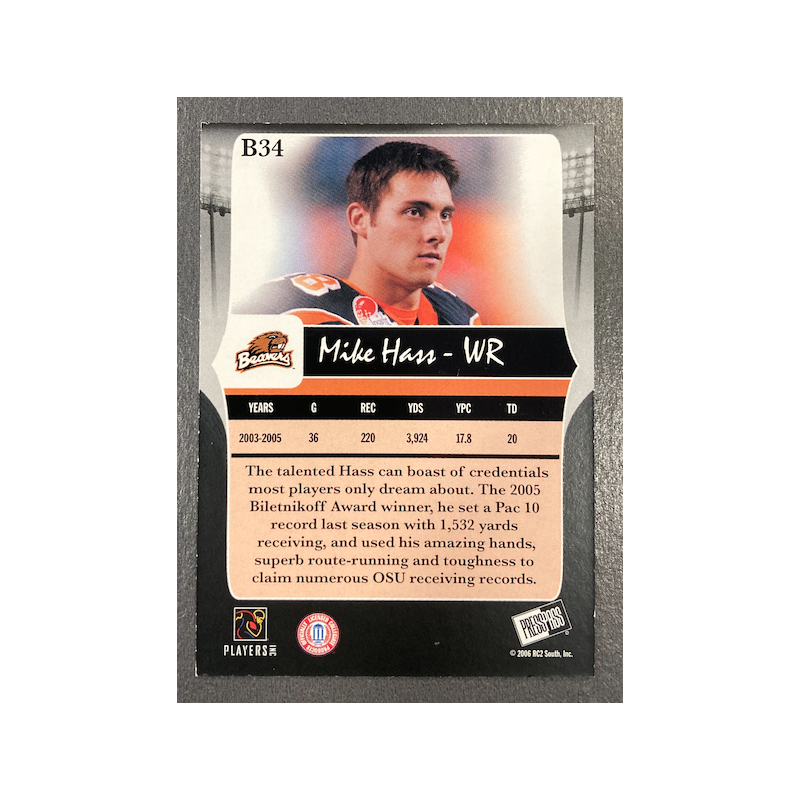 MIKE HASS 2006 PRESS PASS LEGENDS BRONZE 519/999 - EXMT CONDITION