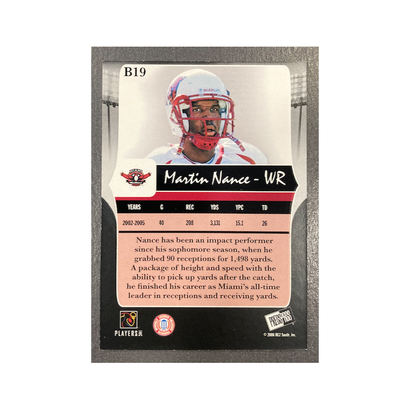 MARTIN NANCE 2006 PRESS PASS LEGENDS BRONZE 217/999 - EXMT CONDITION