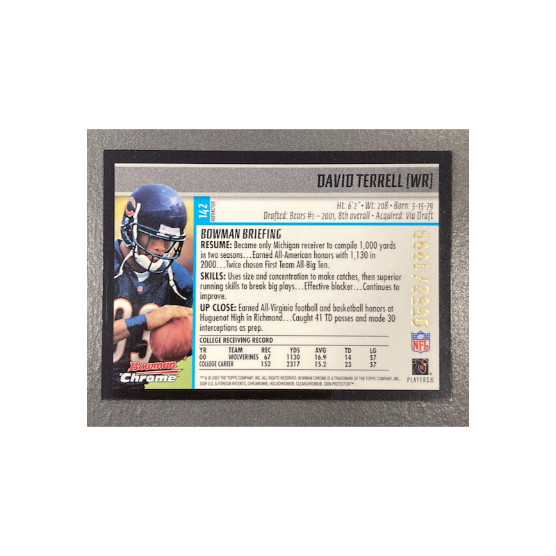 DAVID TERRELL 2001 BOWMAN CHROME REFRACTOR ROOKIE 552/1999