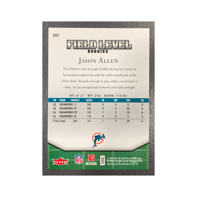 JASON ALLEN 2006 FLAIR SHOWCASE FIELD LEVEL RC 098/299
