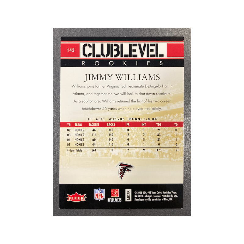 JIMMY WILLIAMS 2006 FLAIR SHOWCASE GOLD RC 60/99