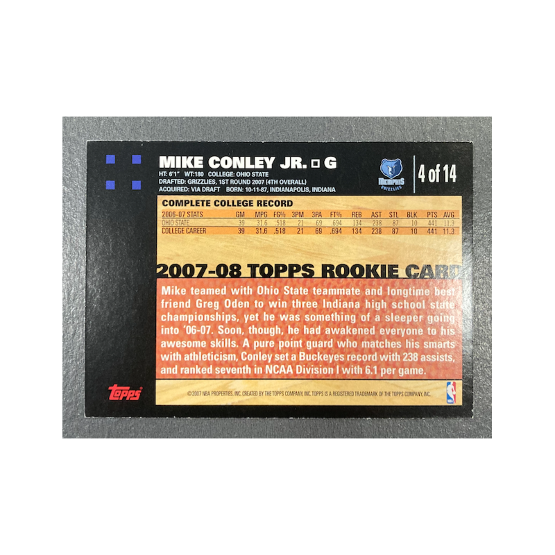 MIKE CONLEY JR 2007-08 TOPPS 50TH ANNIVERSARY ORANGE ROOKIE