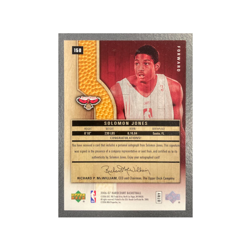 SOLOMON JONES 2006-07 UPPER DECK HARDCOURT AUTO /399