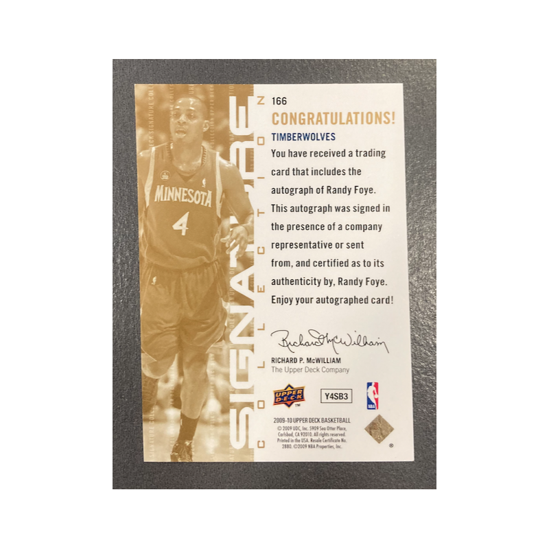 RANDY FOYE 2009-10 UPPER DECK SIGNATURE COLLECTION AUTO