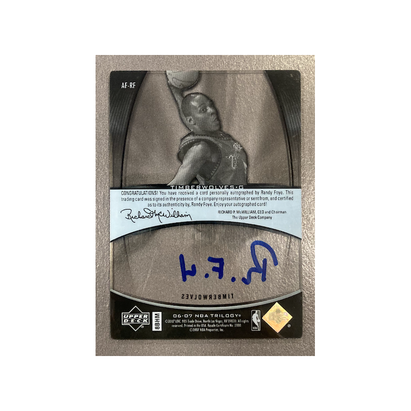 RANDY FOYE 2006-07 UPPER DECK TRILOGY AUTOFOCUS AUTO