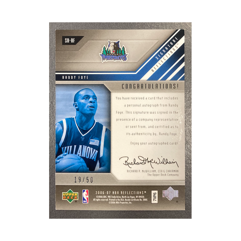 RANDY FOYE 2006-07 UPPER DECK REFLECTIONS GOLD AUTO /50