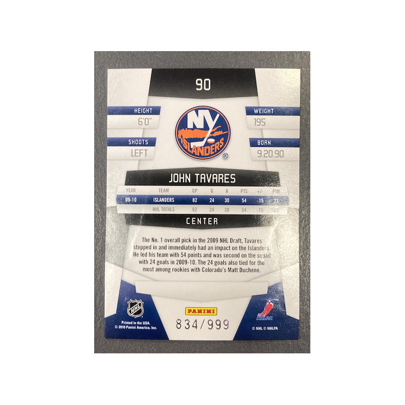 JOHN TAVARES 2010-11 PANINI CERTIFIED PLATINUM RED /999