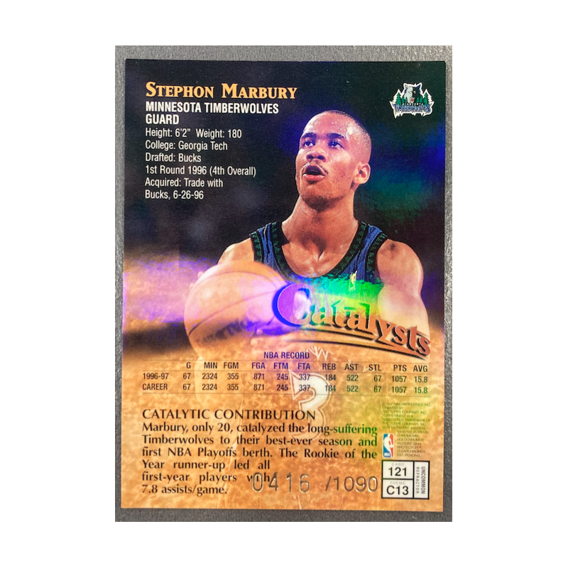 STEPHON MARBURY 1997-98 TOPPS FINEST REFRACTOR 416/1090