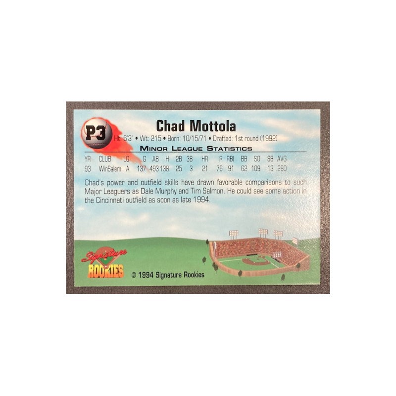 CHAD MOTTOLA 1994 SIGNATURE ROOKIES BONUS P3