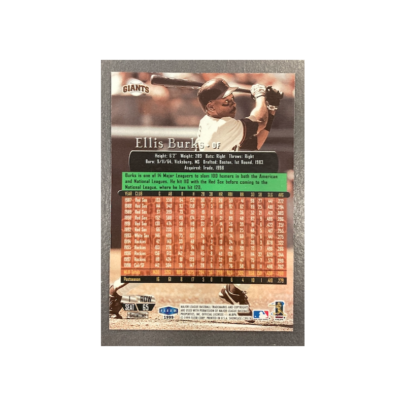 ELLIS BURKS 1999 FLAIR SHOWCASE ROW-1 2397/3000