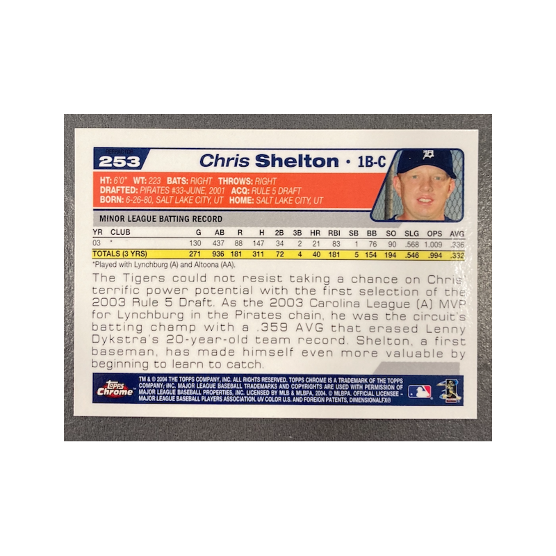 CHRIS SHELTON 2004 TOPPS CHROME REFRACTOR 253