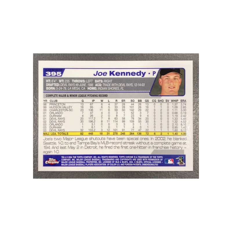 JOE KENNEDY 2004 TOPPS CHROME BLACK REFRACTOR 395