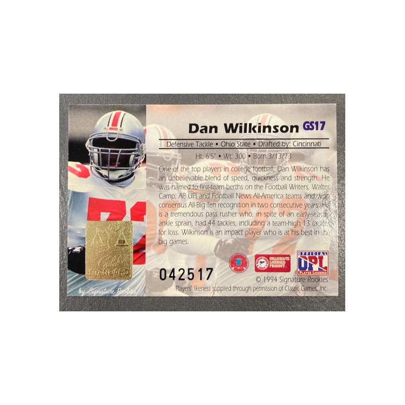 DAN WILKINSON 1994 SIGNATURE ROOKIES GOLD STANDARD 42517