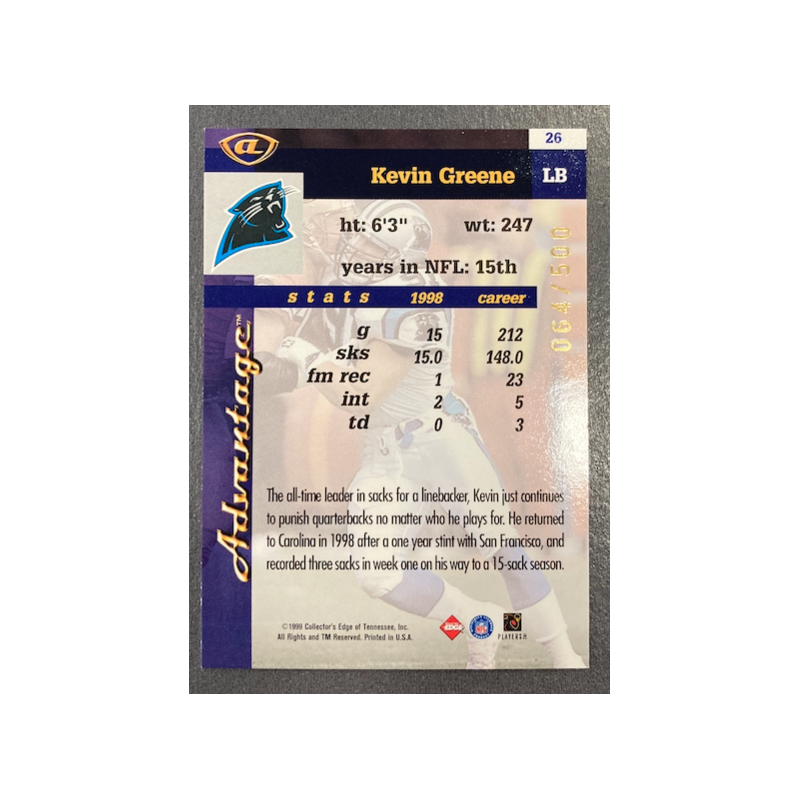 KEVIN GREENE COLLECTOR EDGE ADVANTAGE GALVANIZED 064/500