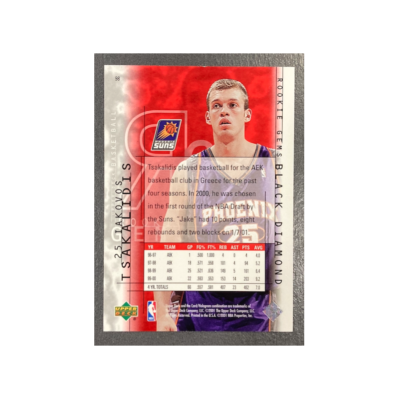 IAKOVOS TSAKALIDIS 2000-01 UPPER DECK BLACK DIAMOND ROOKIE 968/2000