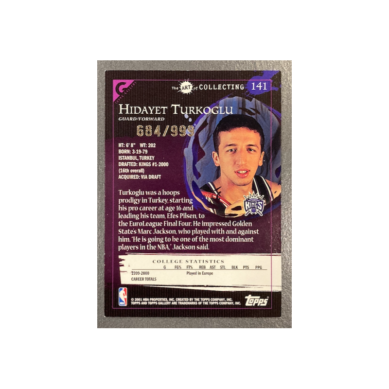 HIDAYET TURKOGLU 2000-01 TOPPS GALLERY ROOKIE 684/999 - EXMT CONDITION