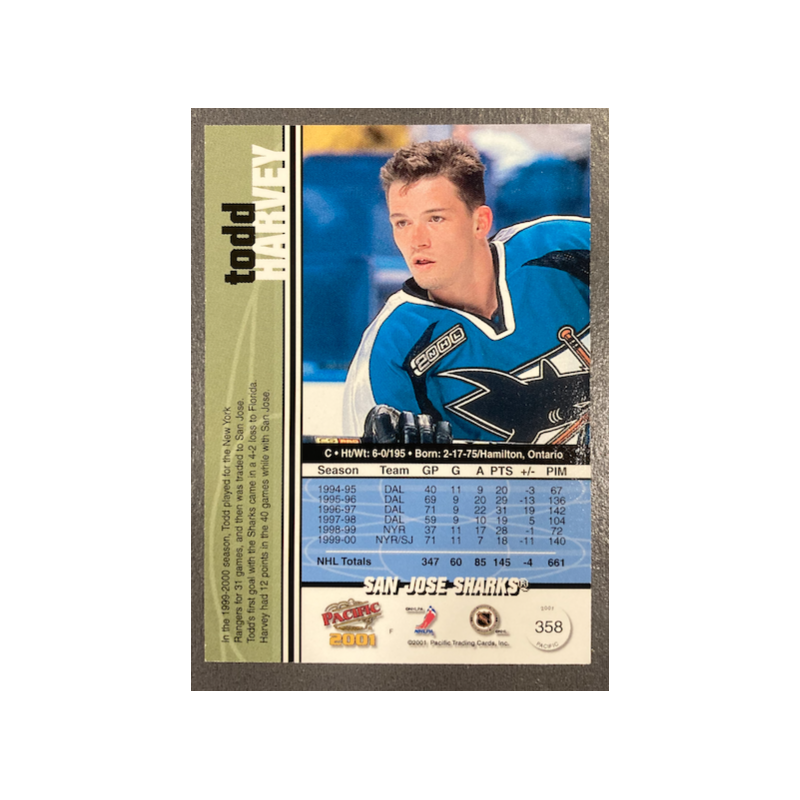 TODD HARVEY 2000-01 PACIFIC PREMIERE DATE 01/40