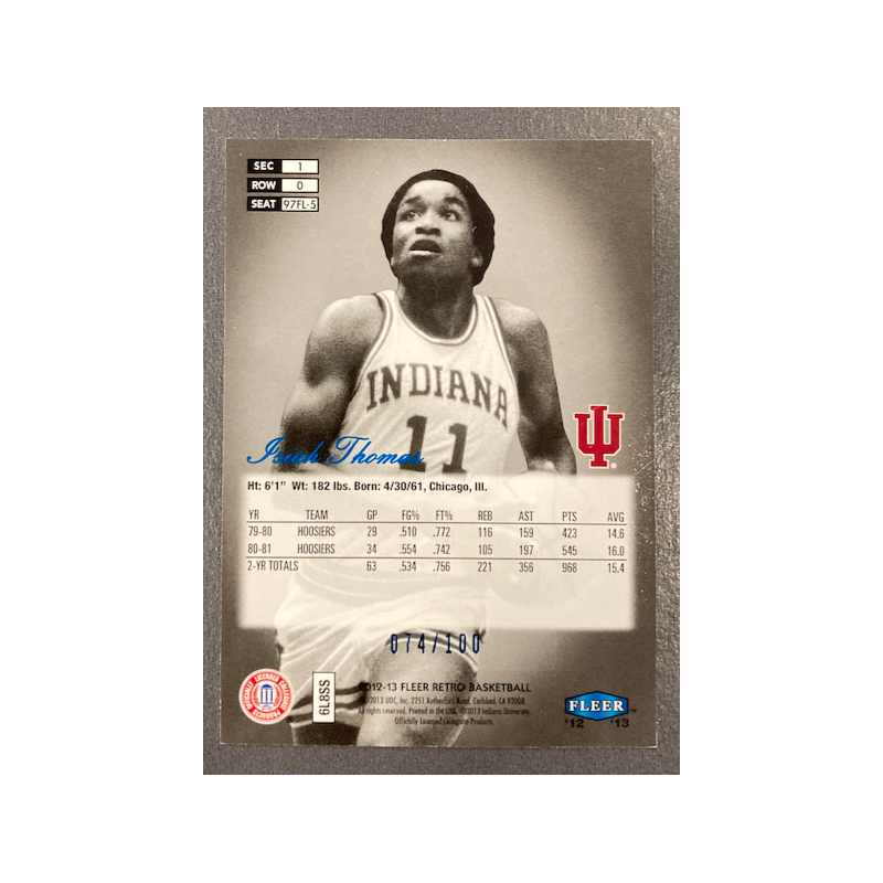 ISIAH THOMAS 2012-13 FLEER RETRO FLAIR SHOWCASE 74/100