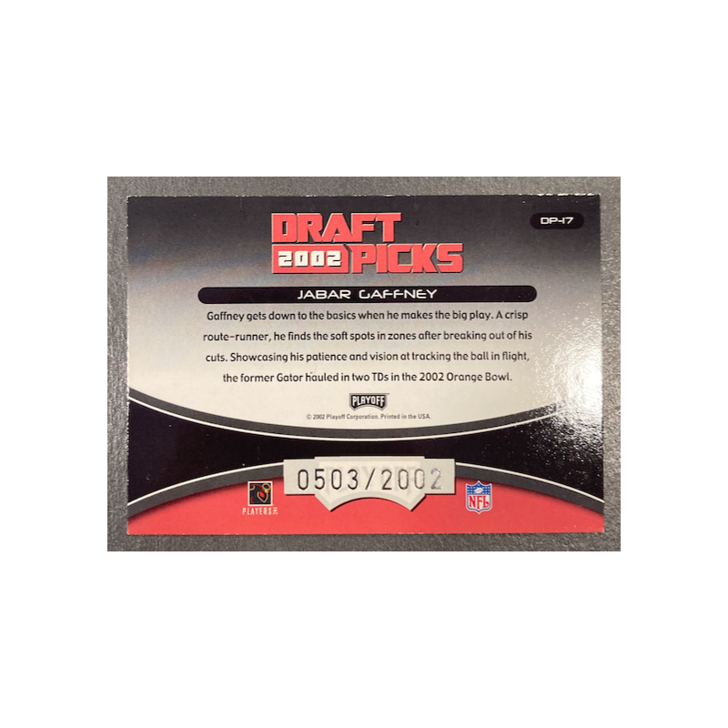JABAR GAFFNEY 2002 PLAYOFF PRESTIGE DRAFT PICKS 0503/2002