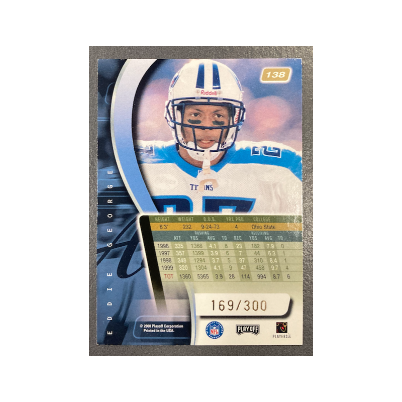 EDDIE GEORGE 2000 PLAYOFF ABSOLUTE COACHES HONORS 169/300 - EXMT CONDITION