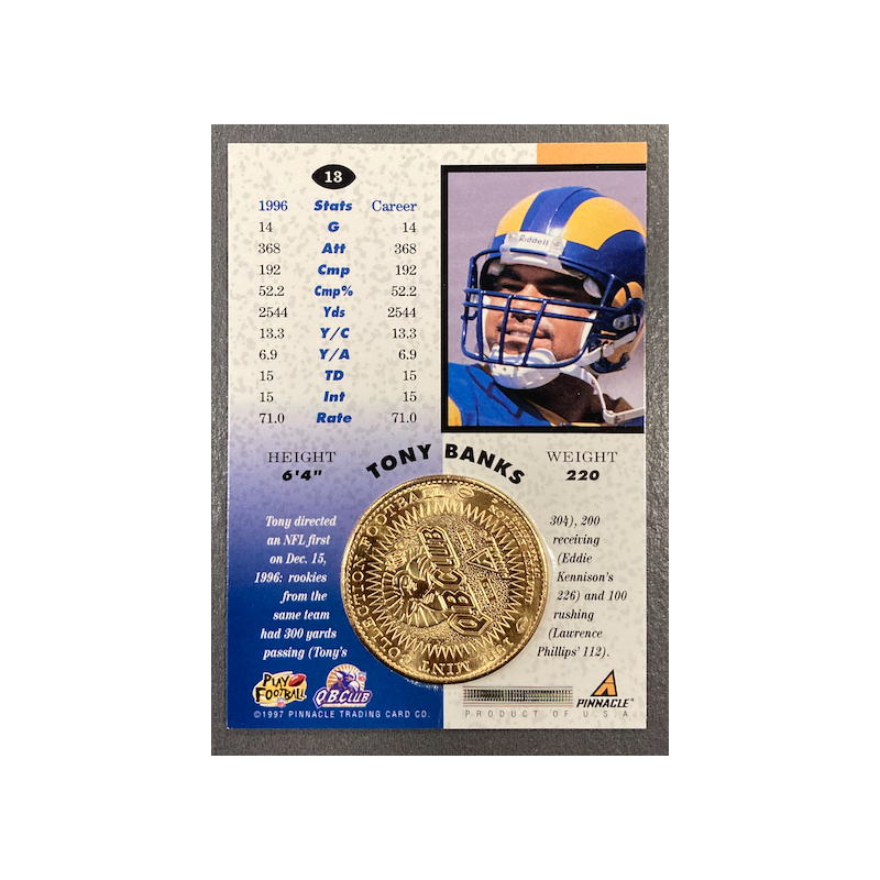 TONY BANKS 1997 PINNACLE MINT COINS GOLD PLATED 13