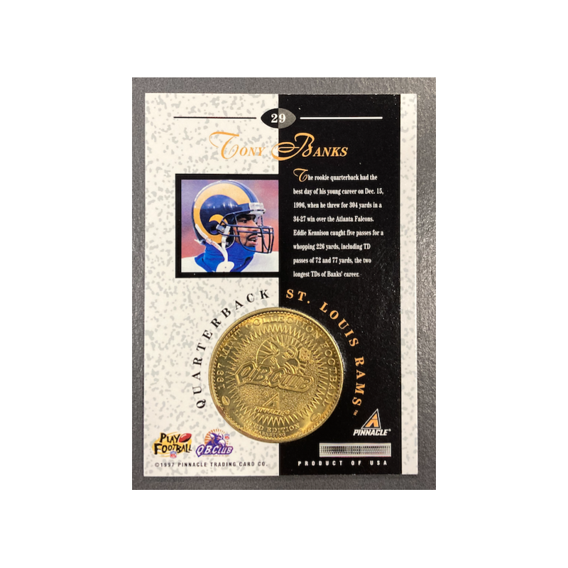 TONY BANKS 1997 PINNACLE MINT COINS GOLD PLATED 29