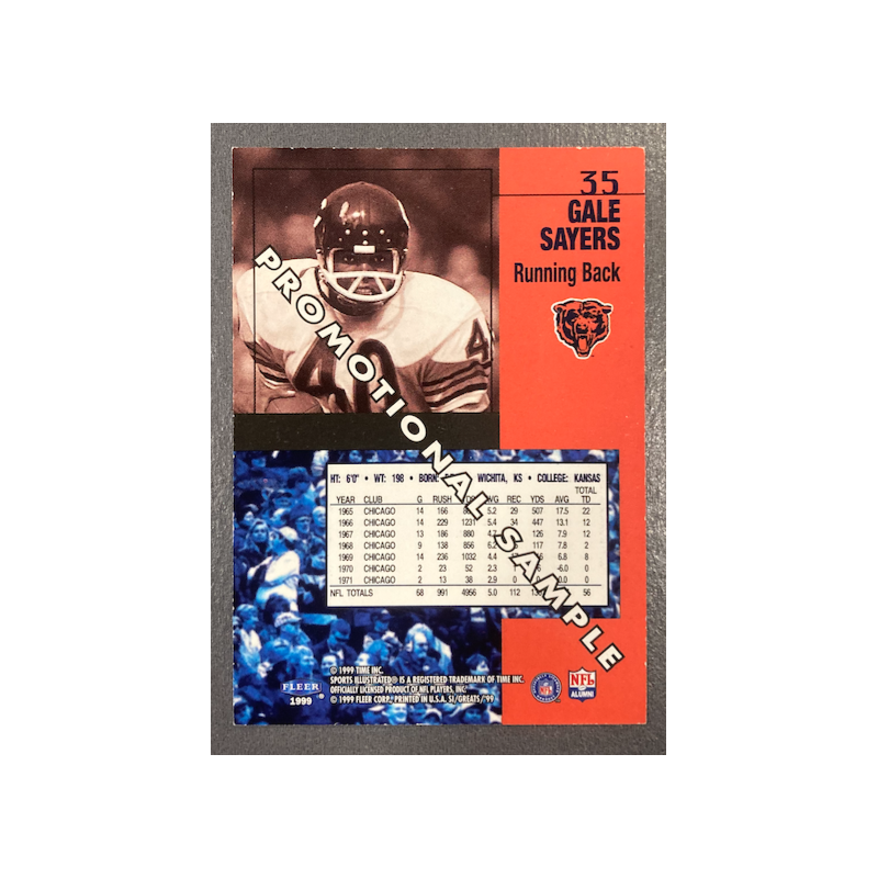 GALE SAYERS 1999 FLEER SPORTS ILLUSTRATED PROMOTIONAL SAMPLE 35 - EXMT