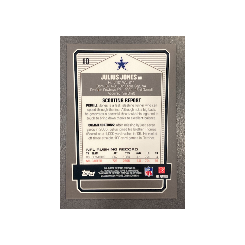 JULIUS JONES 2007 TOPPS DPP BLACK CHROME