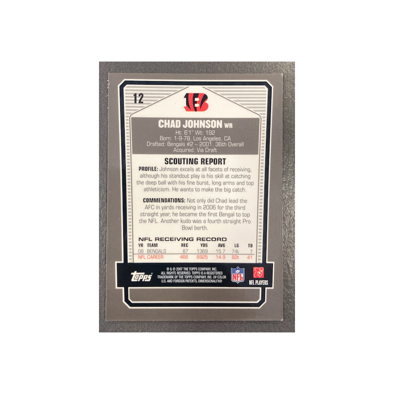 CHAD JOHNSON 2007 TOPPS DPP BRONZE CHROME