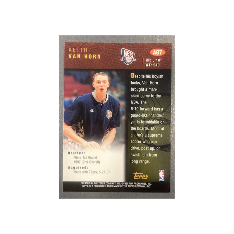 KEITH VAN HORN 1998-99 TOPPS AUTOGRAPH AG7