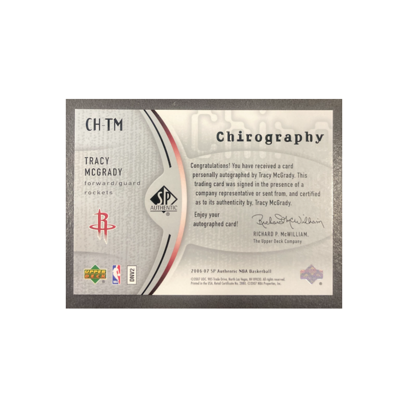 TRACY McGRADY 2006-07 UPPER DECK SP AUTHENTIC CHIROGRAPHY AUTO