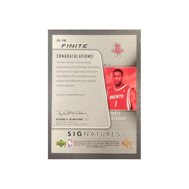 TRACY McGRADY 2004-05 UPPER DECK FINITE SIGNATURES