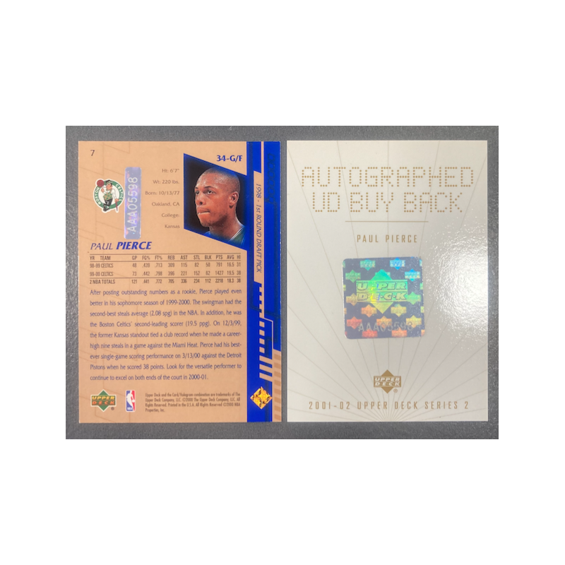 PAUL PIERCE 2001-02 UPPER DECK BUYBACK AUTO 10/10
