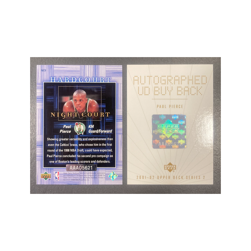 PAUL PIERCE 2001-02 UPPER DECK BUYBACK AUTO 1/3 ON UPPER DECK NIGHT COURT