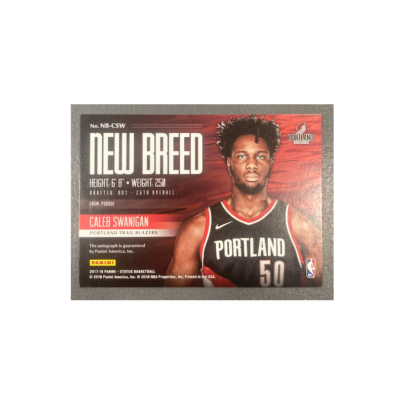 CALEB SWANIGAN 2017-18 PANINI STATUS NEW BREED AUTO