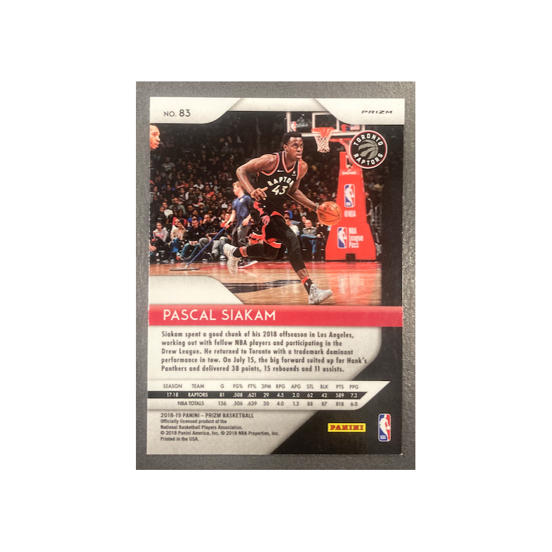 PASCAL SIAKAM 2018-19 PANINI PRIZM RED WAVE PRIZM FASTBREAK