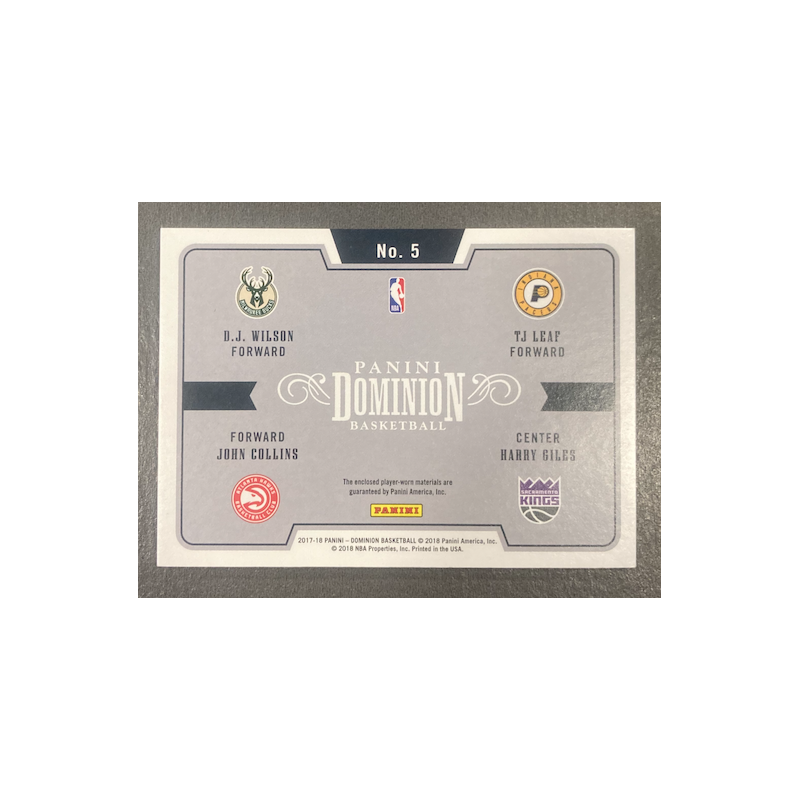 WILSON / GILES / LEAF / COLLINS 2017-18 PANINI DOMINION QUAD ROOKIES PATCHES 1/25