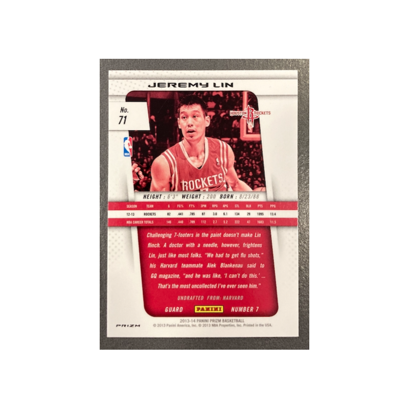 JEREMY LIN 2013-14 PANINI PRIZM GREEN PRIZM - 71