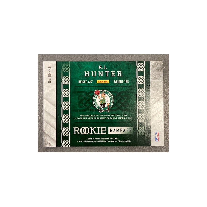 R J HUNTER 2015-16 PANINI EXCALIBUR ROOKIE RAMPAGE PATCH AUTO 19/25